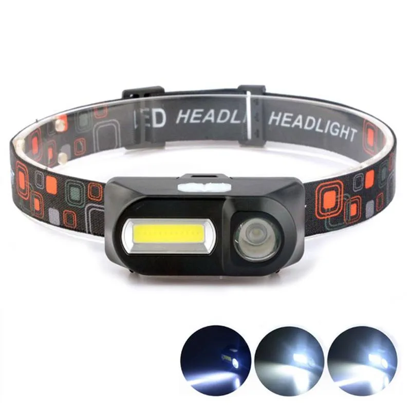 

Wasafire Mini LED Headlamp COB + XPE 6 Modes Headlight USB Rechargeable Head Lamp Light Camping Frontal Torch 18650 Flashlight