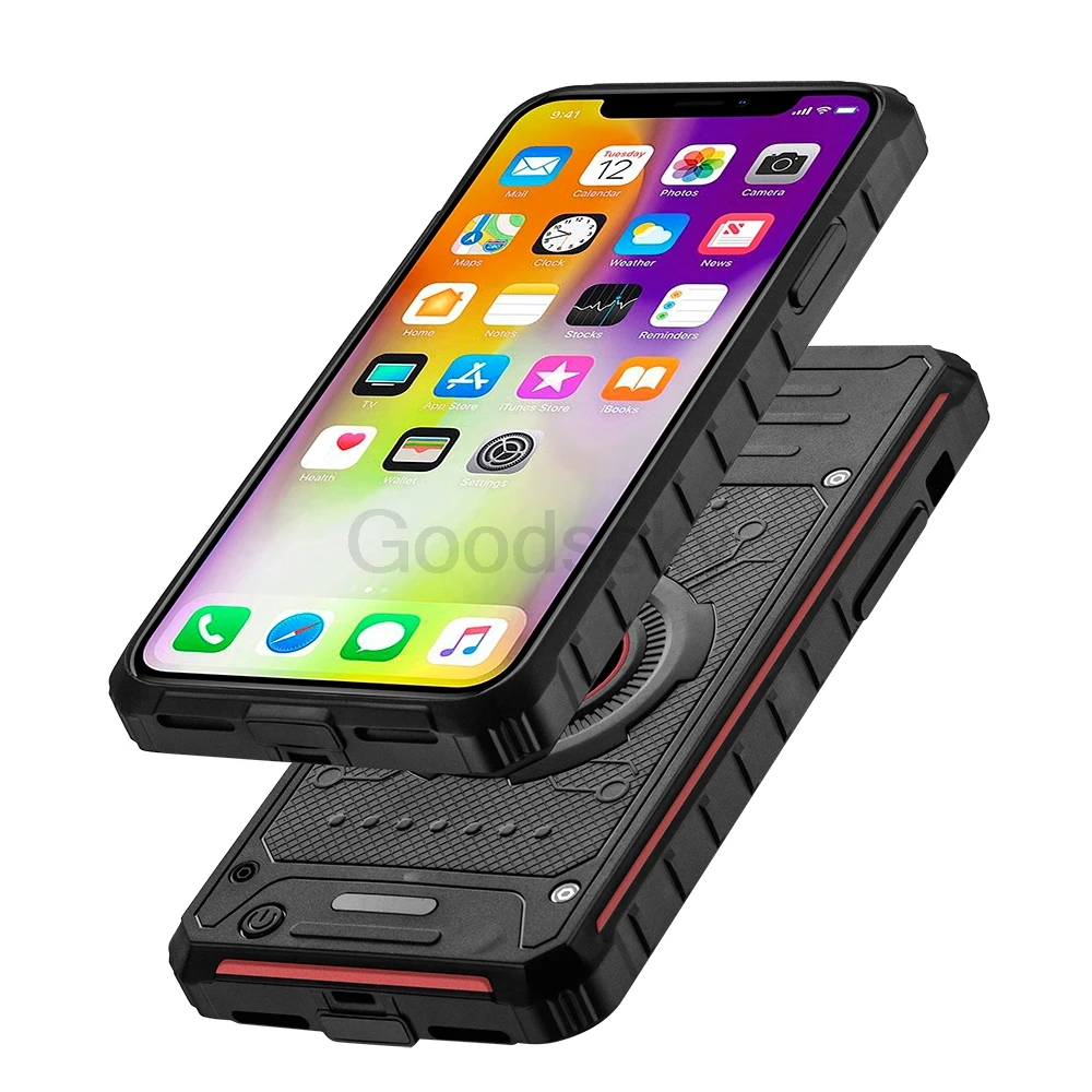 Беспроводное зарядное устройство батарея чехол для iPhone XS 6 6S 7 8 Plus три защиты power bank задняя крышка тонкий противоударный Задний зажим батарея