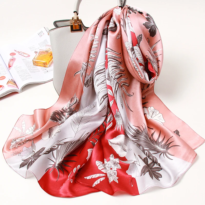 

100% Nature Silk Scarf For Ladies Luxury 2021 New Pure Real Silk Long Scarf Shawls Wraps Women Scarves Headscarf Foulard Femme
