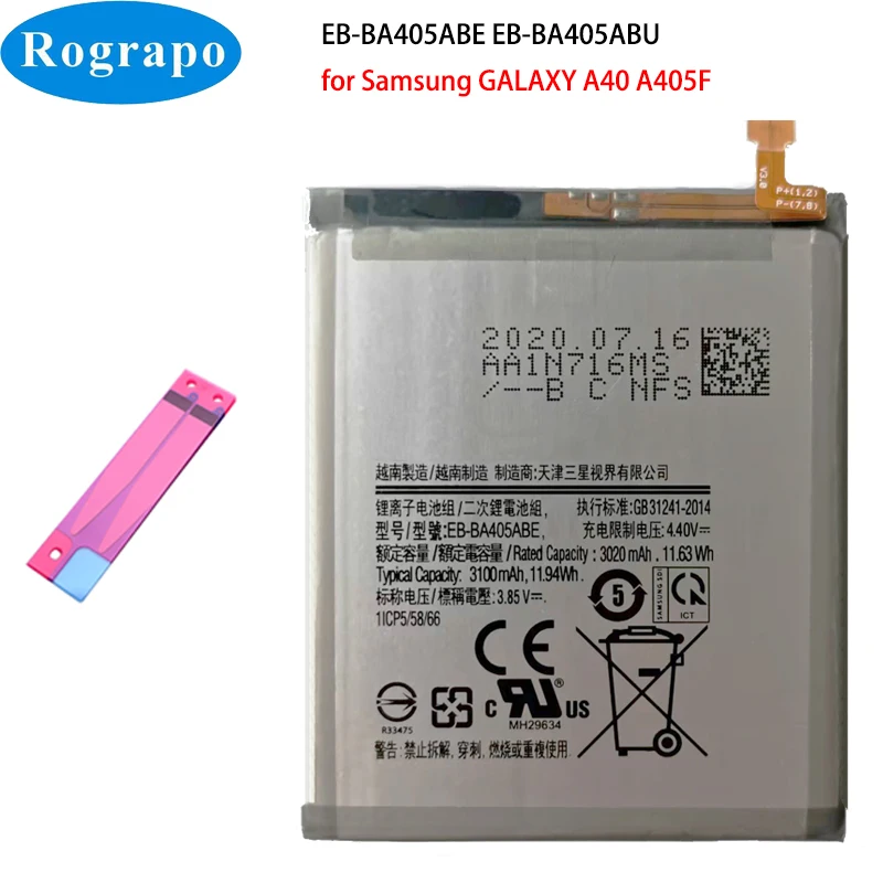 Новая Оригинальная Φ 3100mAh батарея для SAMSUNG Galaxy A40 2019 EB-BA405ABE/DS A405FN/DS
