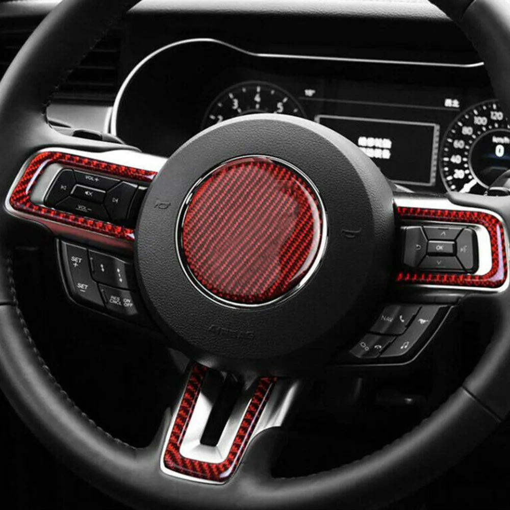 Аксессуары для руля с отделкой из красного углеродного волокна декоративные