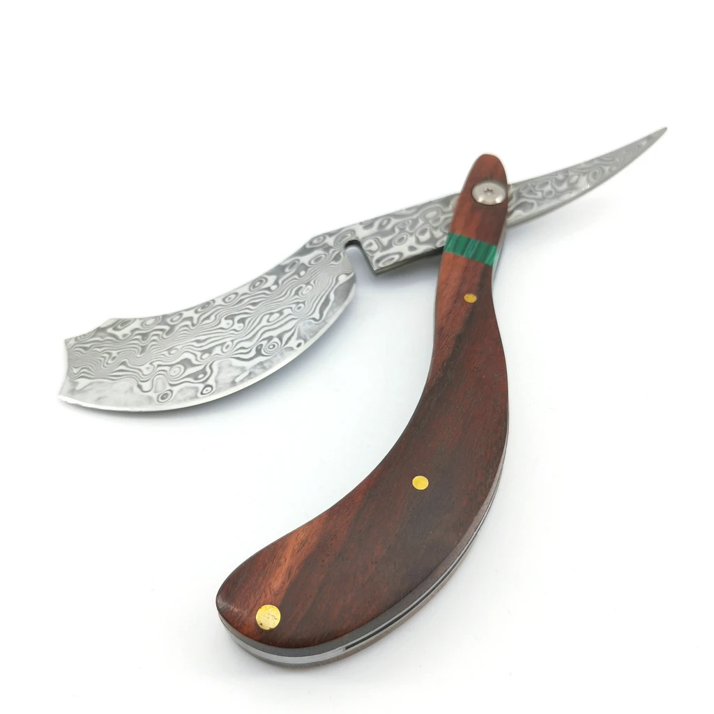 Дамасская прямая Бритва для парикмахеров стальной нож резки горла деревянная