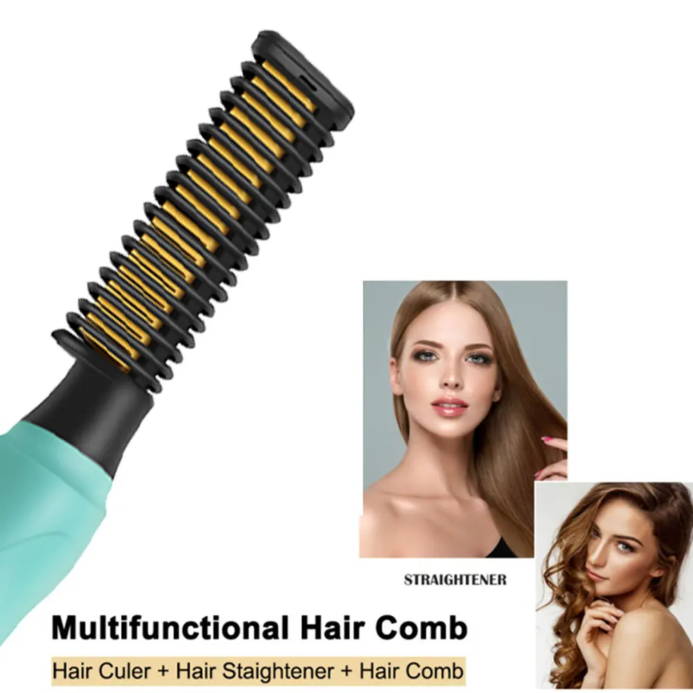 

Multifunctional Heat Comb Brush 2 In 1 Electrical Hair Straightening Comb Durable Flat Iron Beard Straightener Hair Brush Styler