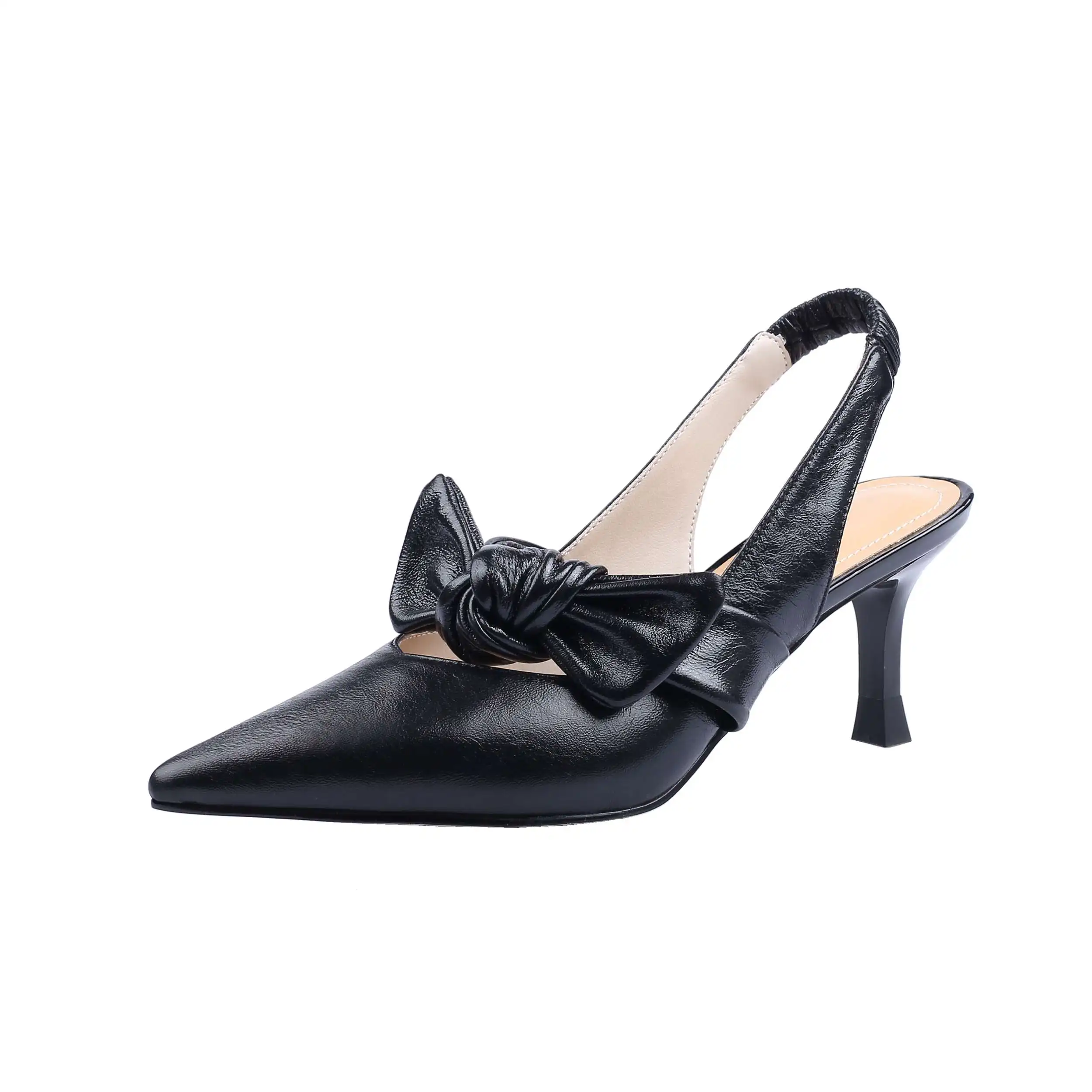 

Krazing Pot summer new arrival genuine leather pointed toe thin high heels butterfly-knot Korean street fashion women pumps L98