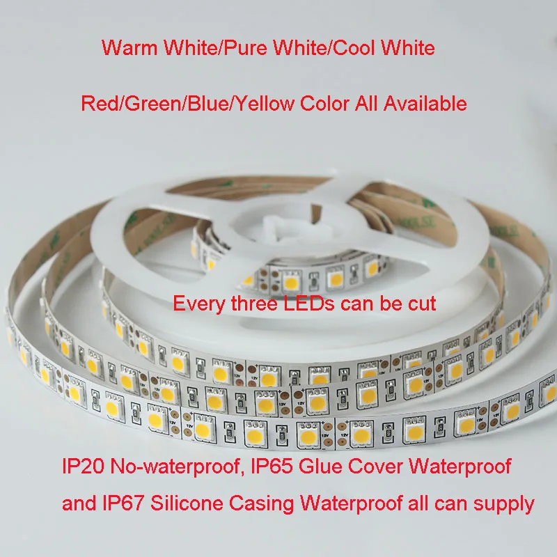 Светодиодные ленты SMD5050 IP20/IP65/IP67 водонепроницаемые 72 светодисветодиодный s/m