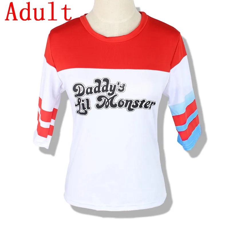 adult t shirt Бэтмен отряд самоубийц Джокер Харли Квинн косплей костюм Хэллоуин клоун Daddy's Lil куртка с монстром шорты футболка одна форма - Цвет: adult t shirt
