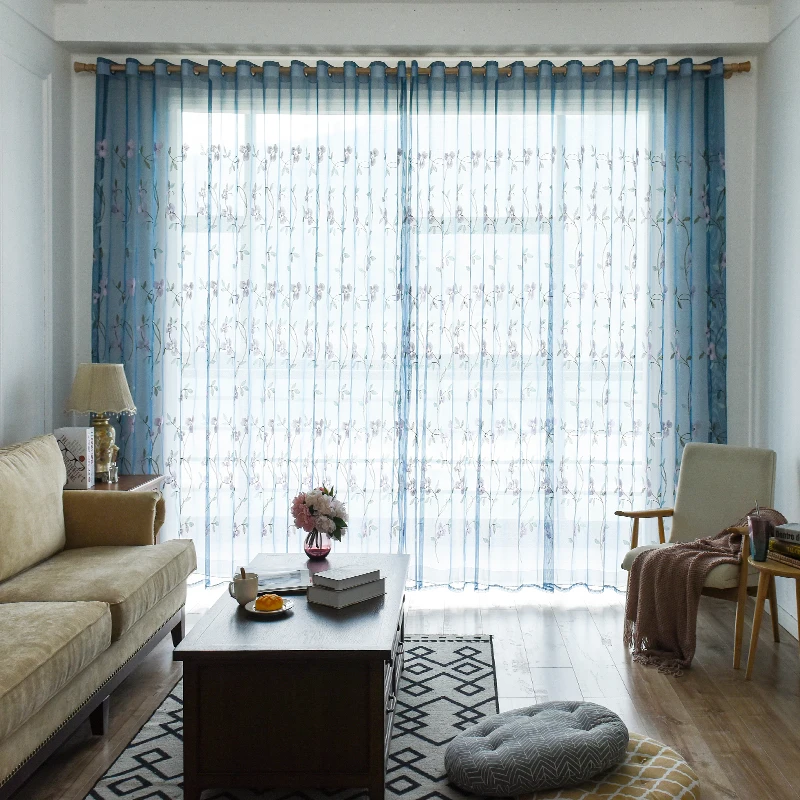 Вышитые цветочные занавес тюля тюли в гостинную шторы вуаль тюль для гостиной из
