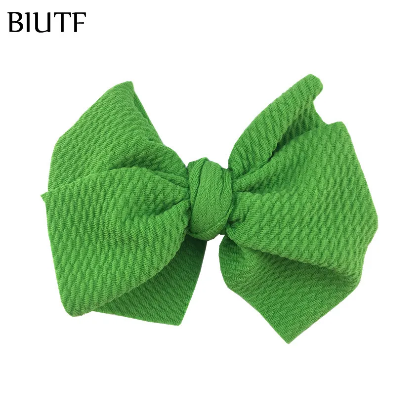 15-lime 5 шт./лот 4,5 ''в крепированную полоску вафельный бант для волос с/без зажима для детей повязка на голову ткань Barerres заколки для волос" сделай сам "для девочек Головные уборы HDJ157 - Цвет: 15-lime
