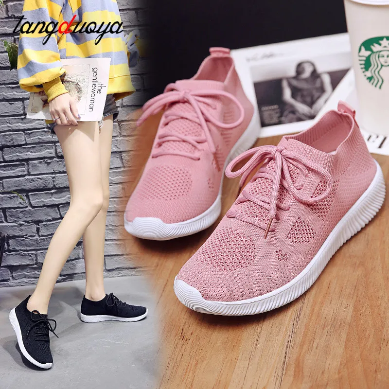 Дышащие кроссовки для женщин спортивная обувь бега белые черные розовые|Беговая