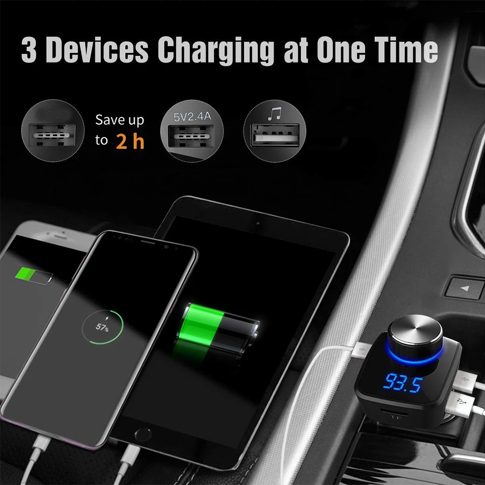 SRUIK Bluetooth fm-передатчик беспроводной Bluetooth 4,2 автомобильный Радио адаптер автомобильный комплект громкой связи вызов 3 usb порта Поддержка TF карты