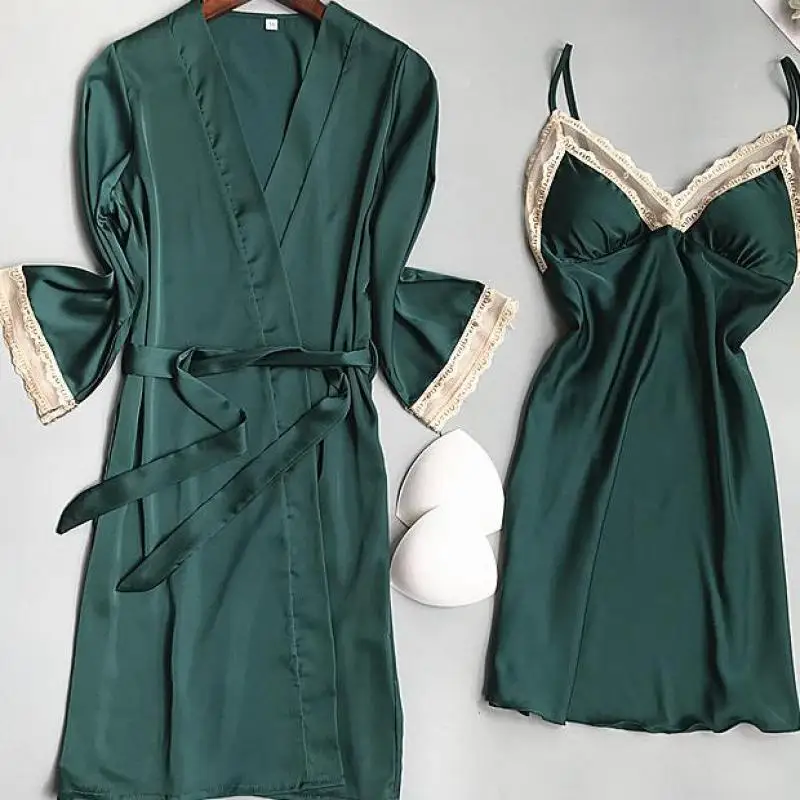 Комплект свадебного халата с кружевной отделкой для невесты новинка 2021 Женский