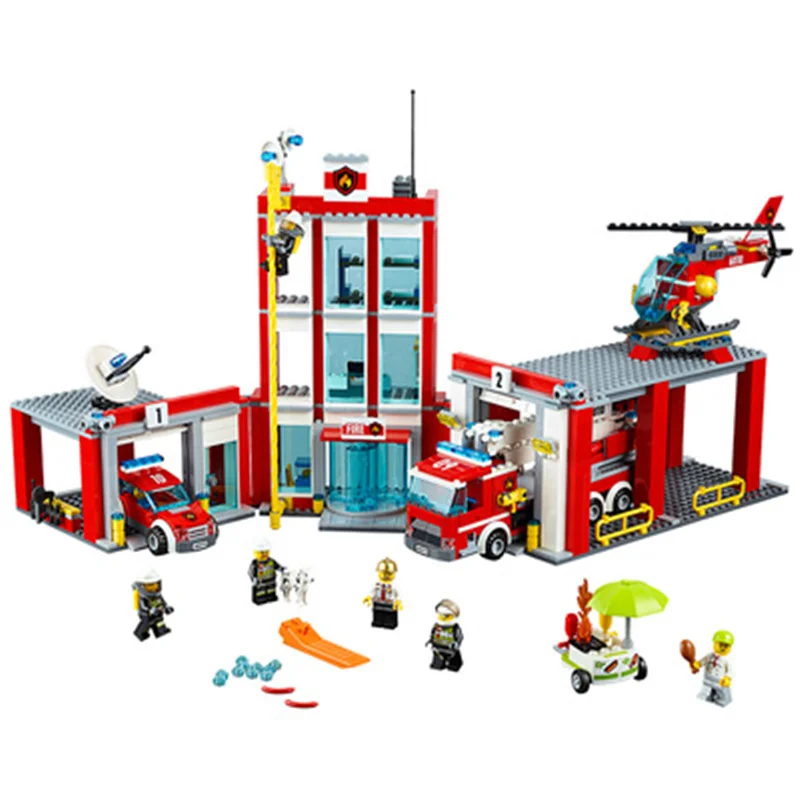 Bloques de construcci&oacute;n para ni&ntilde;os, juguete de ladrillos para armar bomberos, serie City, ideal para regalo, c&oacute;digo 958, compatible con 10831, 60110 piezas-0
