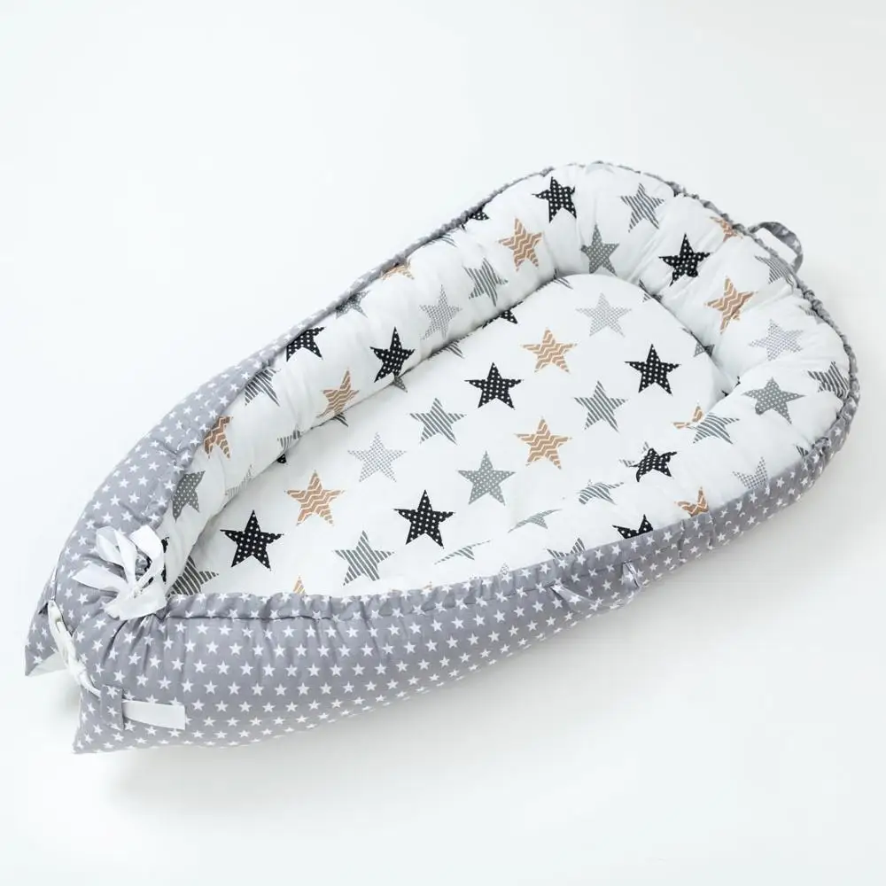 grey star Детская кровать, переносная серая, розовая кроватка, детское гнездо, детская колыбель, детская кровать, бампер, бортики в кроватке, декор для новорожденных - Цвет: grey star