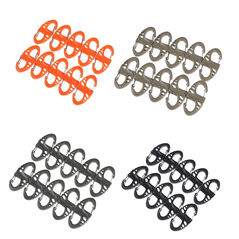 10 шт./лот мини пластиковый стальной карабин s типа с двойной пряжкой EDC брелок