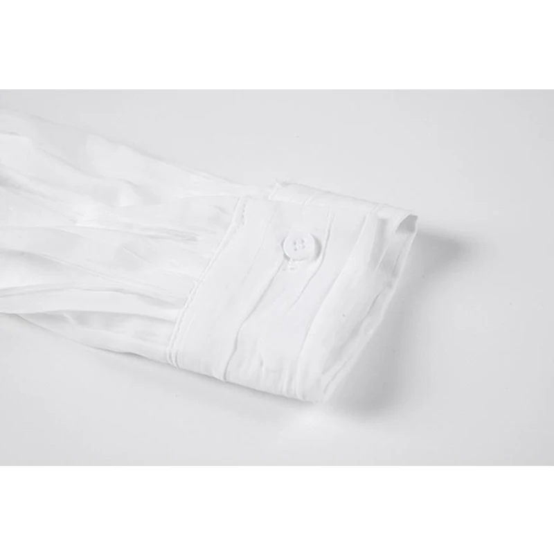 

Korean Wrinkled Thin Blouse Women Long Sleeve Spring Oversized Vintage Shirt Office Ladies Chic White Elegant Blusas Tops Female