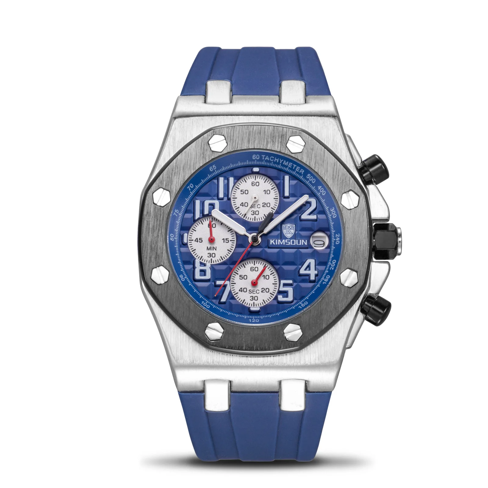 Switzerland Royal Rolexable Japan Miyota кварц модные часы мужские силиконовые три глаза многофункциональный водонепроницаемый montre homme - Цвет: Кофе