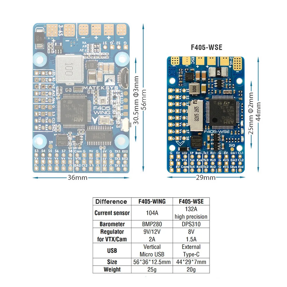 Mateksys MATEK F405-WSEWing MPU6000 Baro DPS310 OSD Blackbox F4 Контроллер полета 2-6S INAV RC самолет FPV дроны |