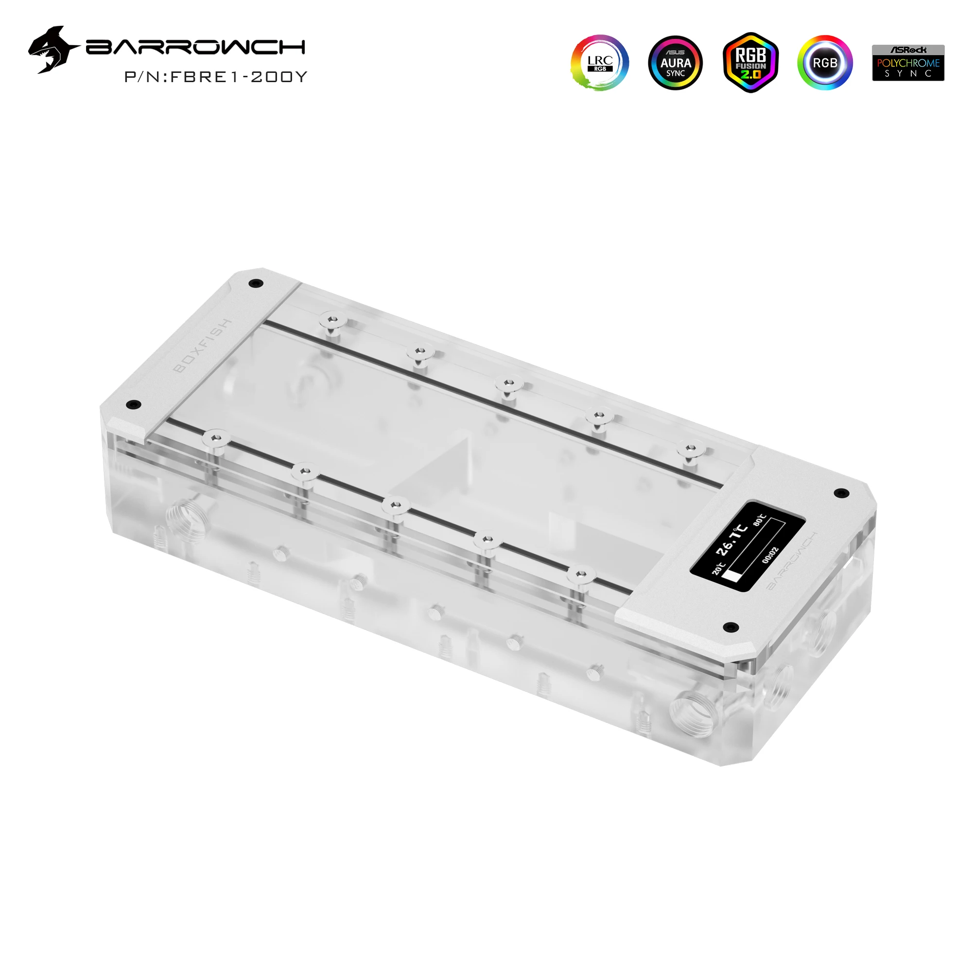 Акриловый квадратный резервуар Barrowch Box Fish серии + цифровой термометр с OLED