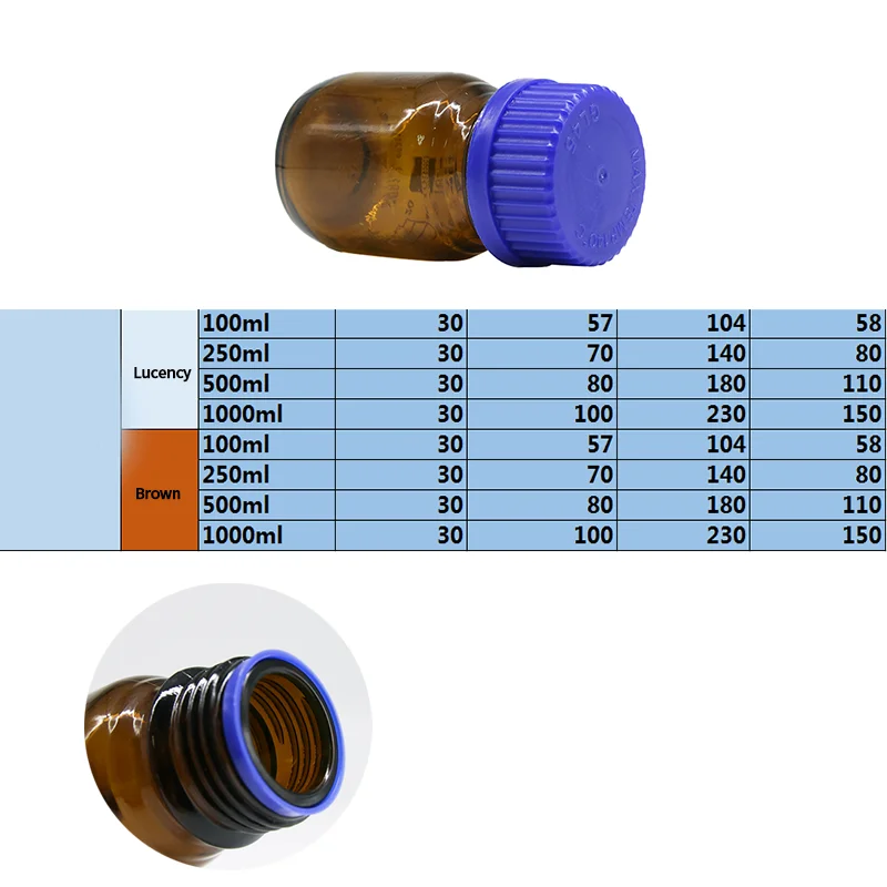4 шт. 100 мл стеклянная коричневая янтарная бутылка реагента с Синяя винтовая