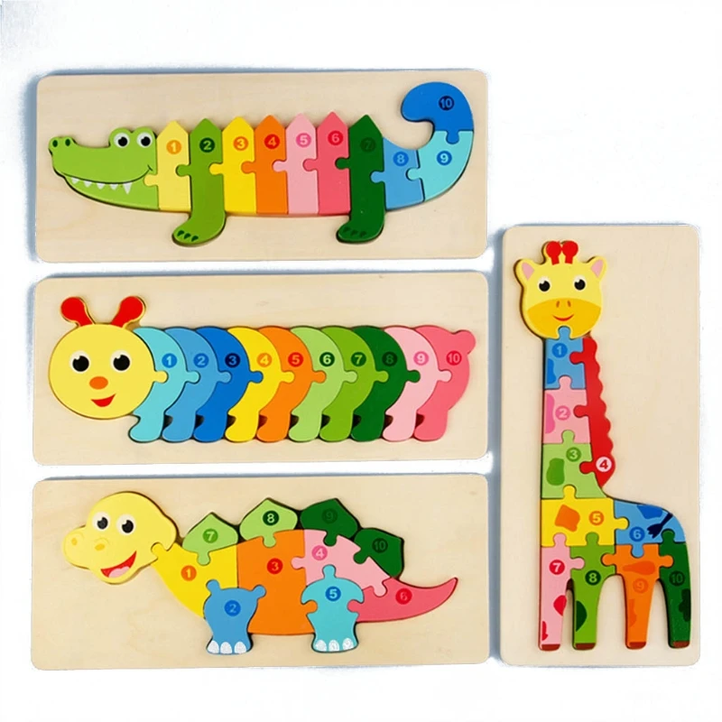 

Головоломка Монтессори 3D, искусственная доска, утолщенная деревянная головоломка, игрушка для раннего обучения, мультяшная танграмма для д...