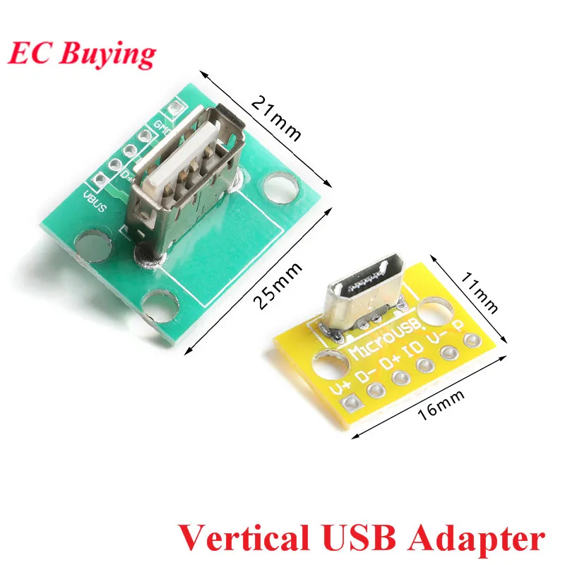 Вертикальный USB MiCroUSB Micro 2 0 гнездовой разъем A 54 мм PCB преобразователь адаптер