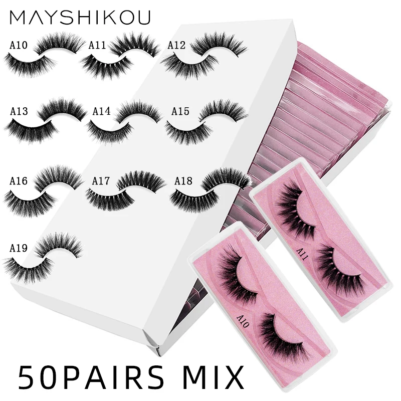 

MAYSHIKOU оптовая продажа накладные ресницы 10/20/30/40/50 пар Смешанные накладные ресницы 3D Искусственные норковые волосы макияж ресницы