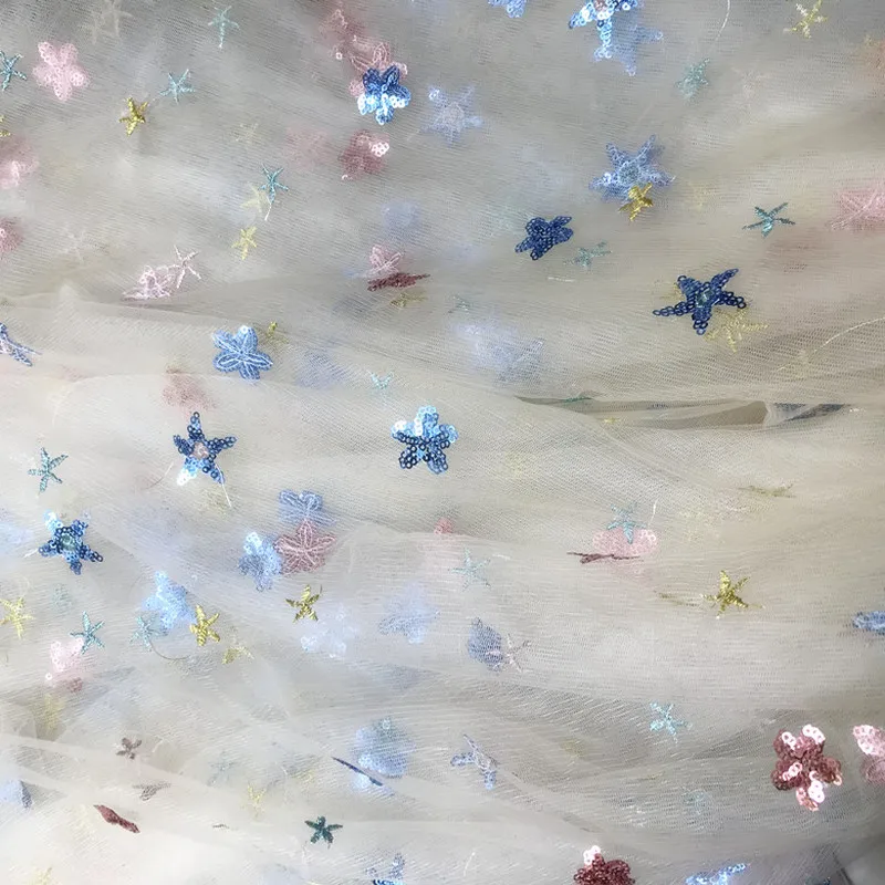 130 см X50CM изготовленное на блестящих звезд блесток Тюль мягкая ткань для
