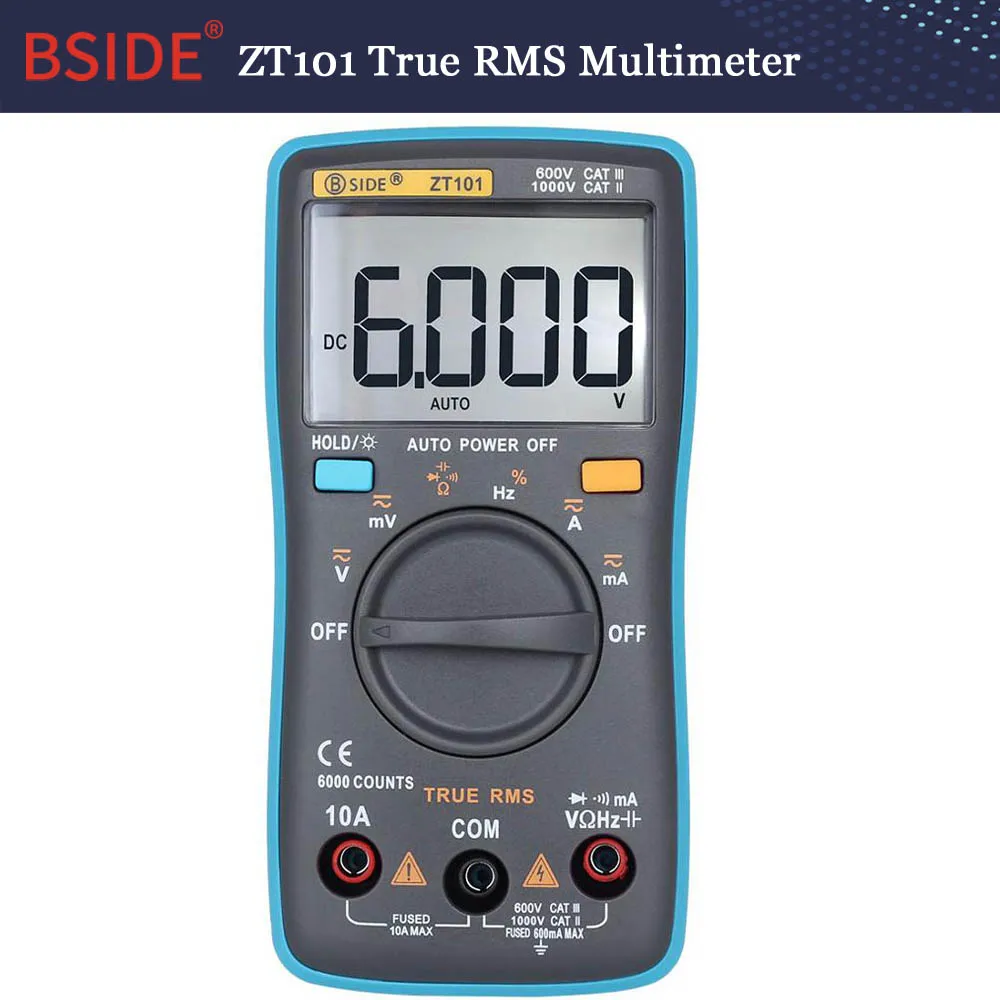 Цифровой мультиметр BSIDE ZT101 302 True RMS Автоматический диапазон Multimetro Вольтметр Амперметр емкость температура Ом Гц NCV тестер - Цвет: ZT101