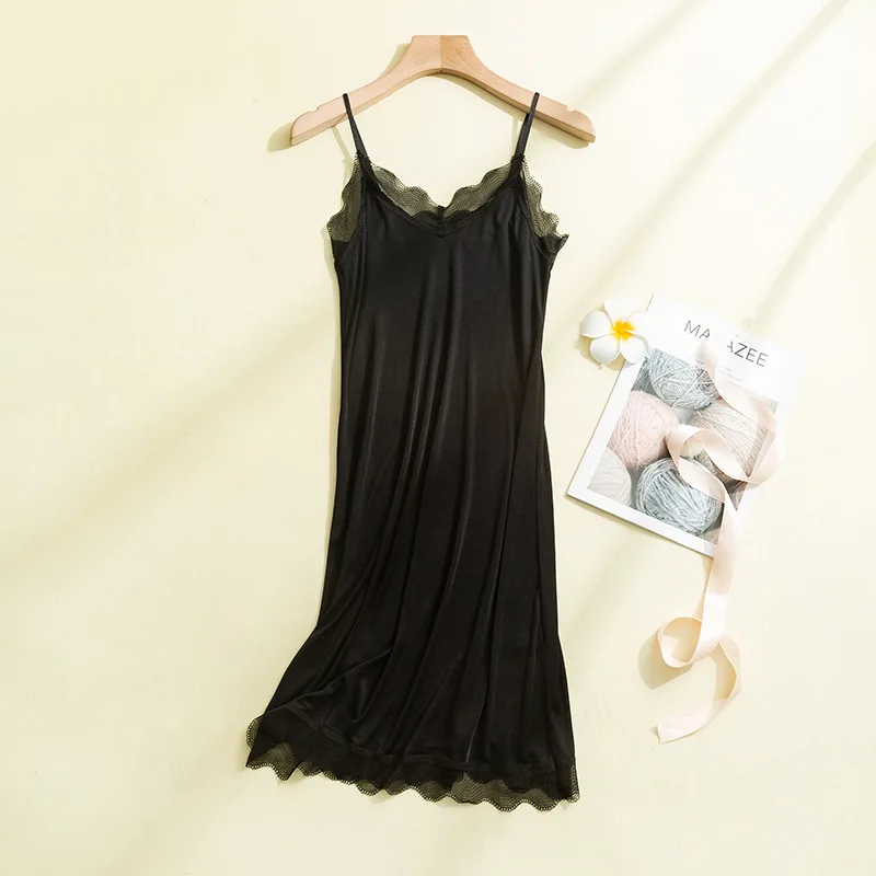 Flame of dream  Silk Suspender Nightdress Sexy Nightgown Lace Sexy Women Silk Sleepingwear 21-878