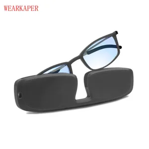 WEARKAPER анти-синий свет очки для чтения прямоугольной формы ультра-легкий ультра-компактный чехол для ежедневного ношения бумажник очки