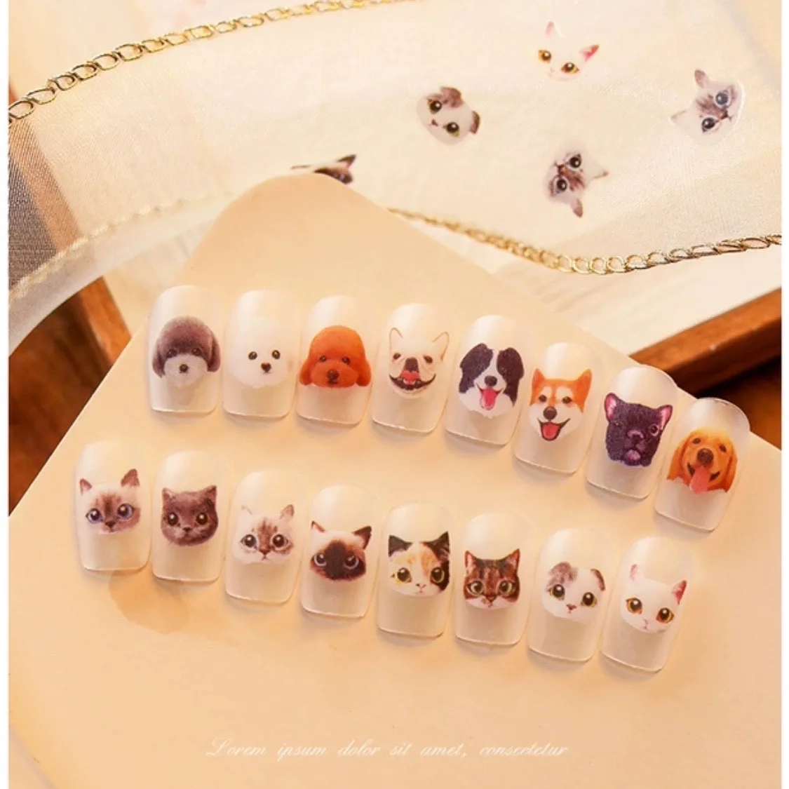 Newest 3D Nail Stickers Decals Cute Cat &amp Dog Design Adhesive Art Decoration HL73 |