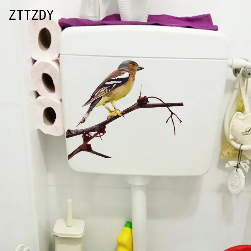 

ZTTZDY 24.9×19.8CM Bird On Branch Funny WC Toilet Decoration Personality Home Wall Stickers Mural T2-1117