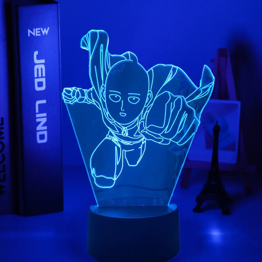 Фигурка Сайтама One Punch Man светодиодный ночник лампа для украшения дома