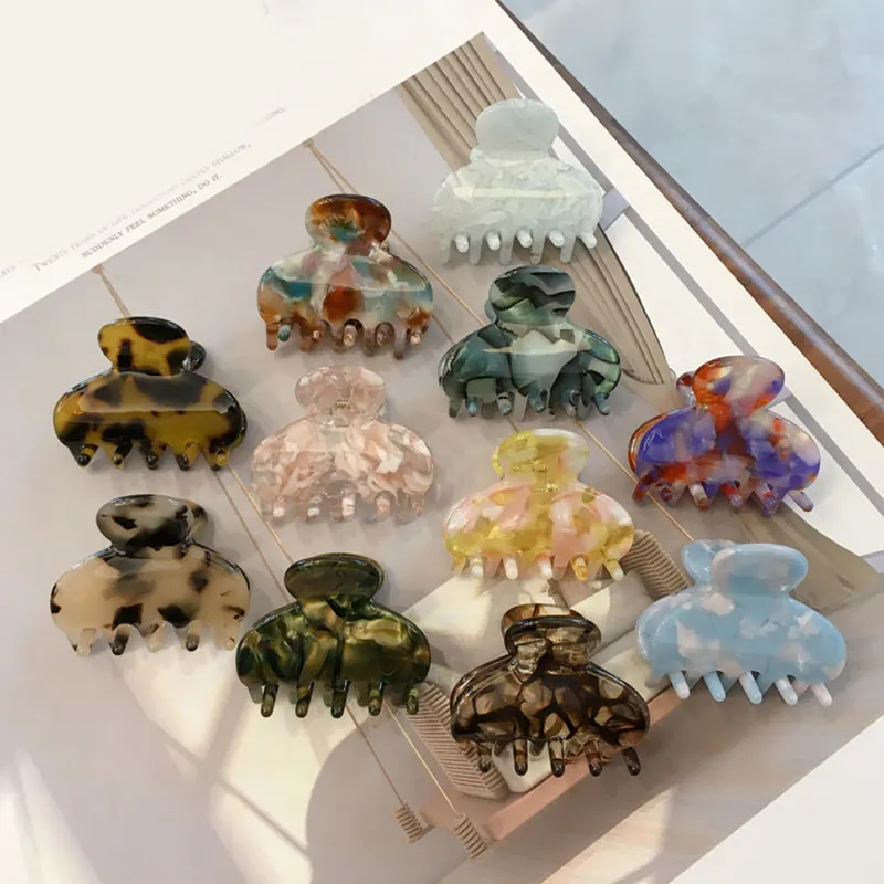 

New Small Claw Clip Hair Clips Acrylic Hair Clip Transparent Barrettes Marble Floral Print Hair Crab Clip Hair Accessories Hot