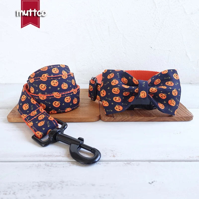 

Уникальный ошейник MUTTCO с тыквой HELLOWEEN, удобный поводок для прогулок с собакой, аксессуар для маленьких, средних и больших собак, 5 размеров ...