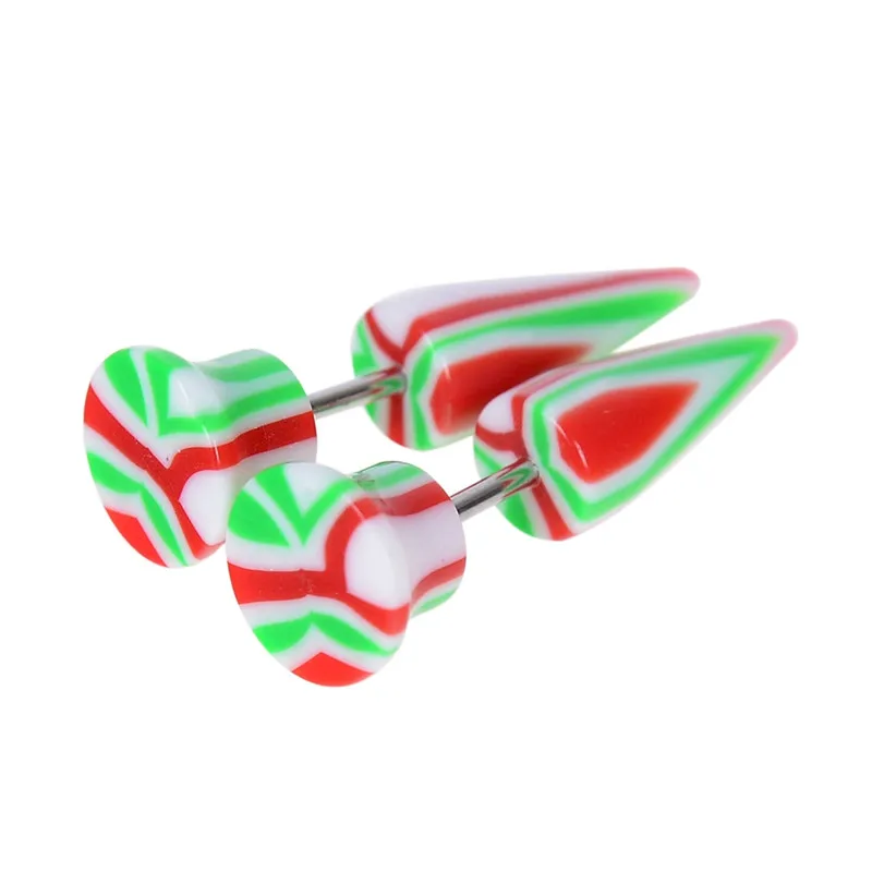 Pinksee 2pcs/lot Creative Candy Color Acrylic Stainless Steel Ear Piercings Profile Fake Plugs Puncture Body Jewelry | Украшения и