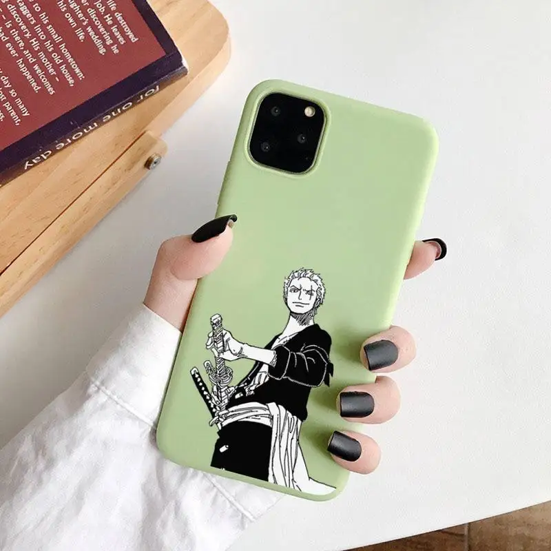 

One Piece Phone Case Green Candy Color for iPhone 6 7 8 11 12 s mini pro X XS XR MAX Plus