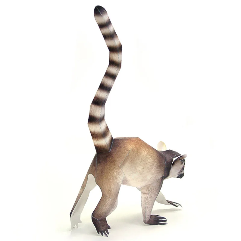 Ring-tailed Lemur Monkey Paper Model Origami Art Mini 3D Papercraft Realistic Animal DIY Kids Adult Handmade Craft Toys WE-010 | Игрушки и
