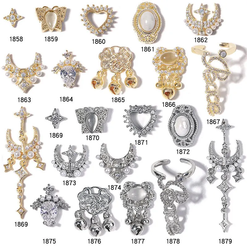

2Pcs Nail Decoration Pendant Chain 3D nail gems Alloy Butterfly Nail Art Zircon Pearl Metal Manicure Nails nail rhinestones
