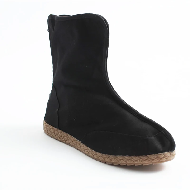 Men Women Black Boots Swordsman Boots Kungfu Black Canvas Flat Shoes Comfortable Retro Boots High Top Zipper Winter Shoes