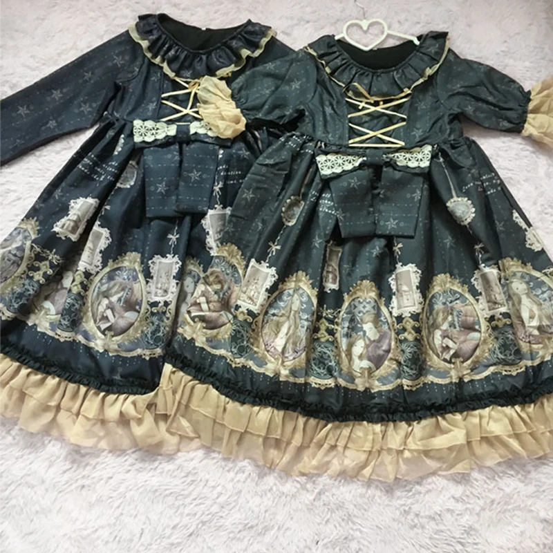 

New Lolita Dress For Women Japanese Retro Princess Dress Gothic Lolita Kawaii Clothing Victorian Long/Short Sleeve Dress VO779