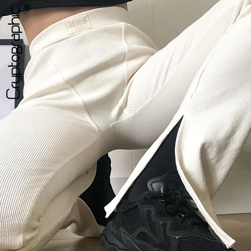 Cryptographic/повседневные Модные ребристые трикотажные леггинсы с высокой талией для