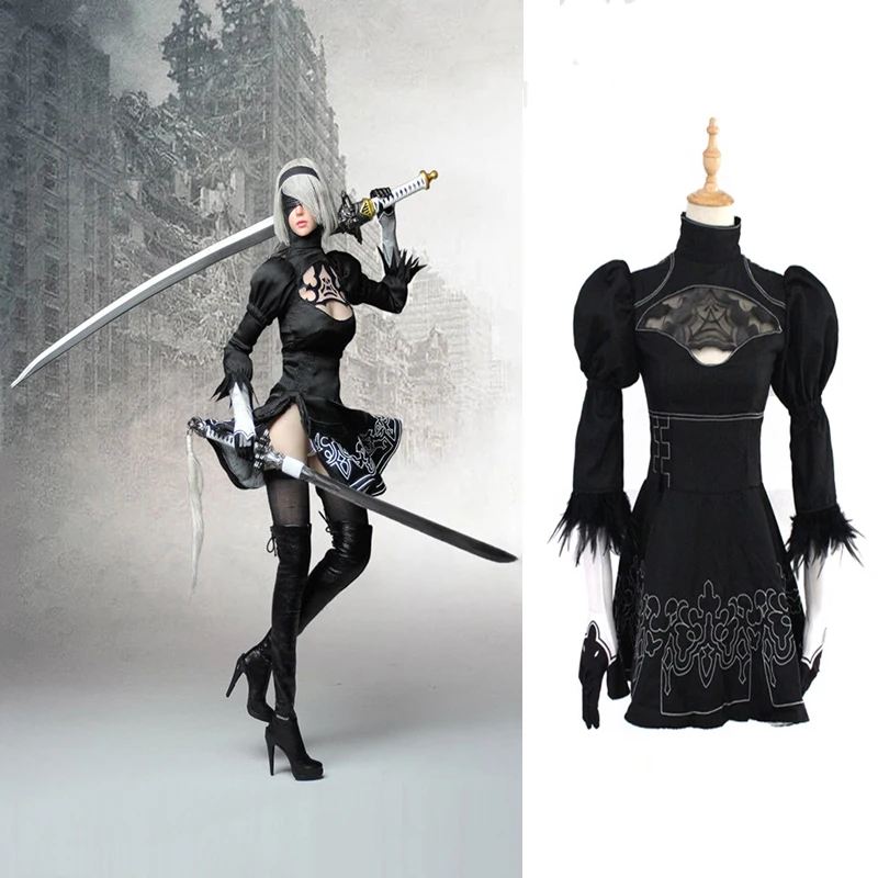 

Костюм для косплея Nier Automata Yorha 2B, аниме Женская одежда, маскарадный костюм, красивый костюм на Хэллоуин, вечернее черное платье для девочек