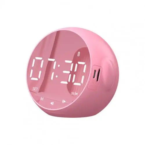 

Bluetooth-compatible Speaker Multifunctional Mirror Surface Design Mini Portable Wireless Loudspeaker Alarm Clock For Students