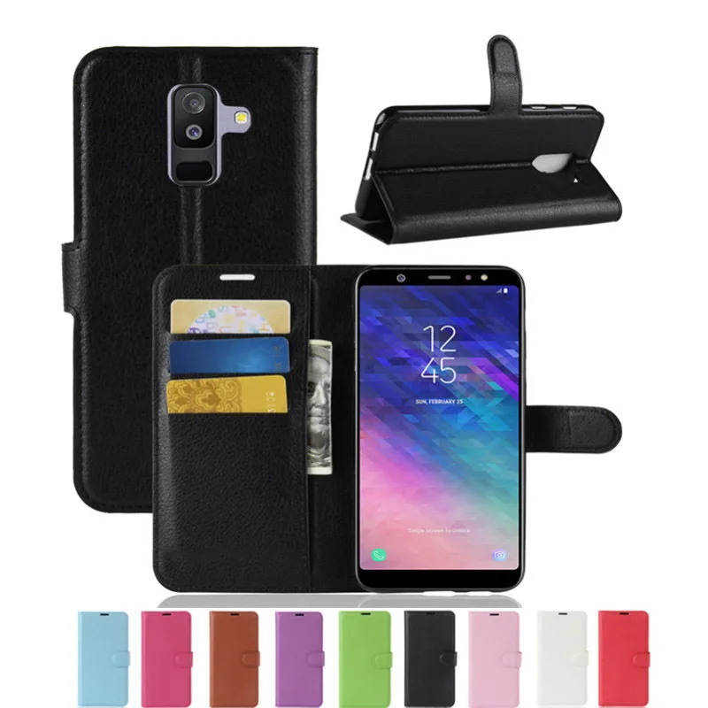 Чехол бумажник для Samsung Galaxy A6 Plus с откидной крышкой 6 0 дюйма кожаный чехол 5 чехлы