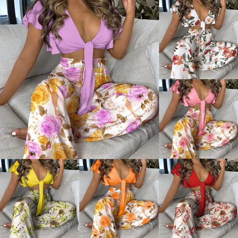

Hot Sales!! Outfit Sets Skin-friendly Vibrant Color Cotton Blend 2 Piece Boho Outfit Sets for Beach