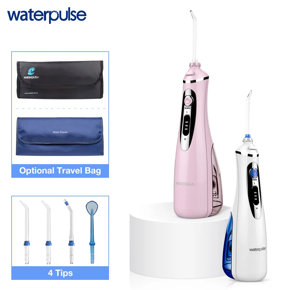 Waterpulse V400 Портативный зубная нить беспроводной Оральный ирригатор с футляр 240 мл Перезаряжаемые Батарея воды набор флоссов для зубов