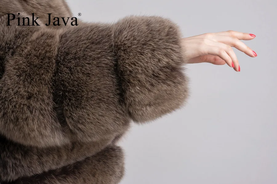 Розовая Java QC8139 новое поступление женское зимнее плотное меховое пальто куртка из натурального Лисьего меха высококачественное пальто из лисы верхняя одежда с воротником