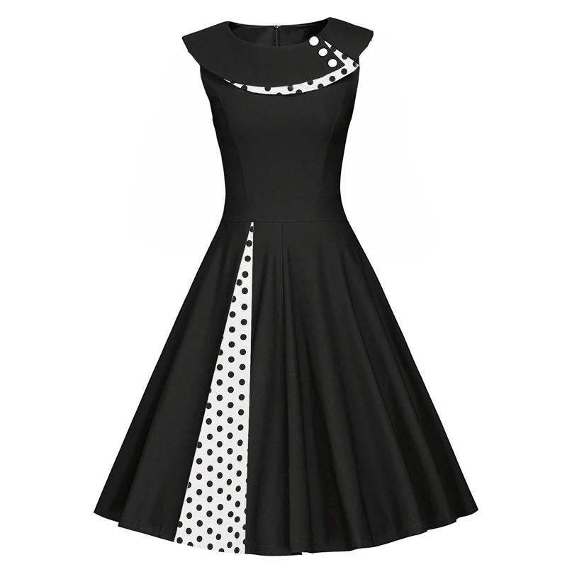 MISSJOY 2021 летнее платье для женщин в винтажном стиле Peternal воротником Rockabilly горошек