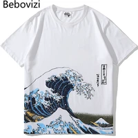 bebovizi japanese wave of kanagawa print t shirt harajuku white t shirt men streetwear style tops tees cotton tshirt clothing